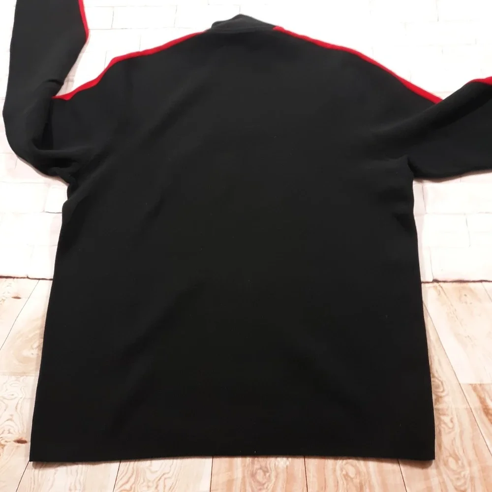 Polo Ralph Lauren Sweater 1/4 Zip Sweater Mens Large Black Red Knit Cotton Heavy